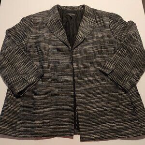 Eileen Fisher Striped Linen Blend Blazer | Silk Lined | Medium